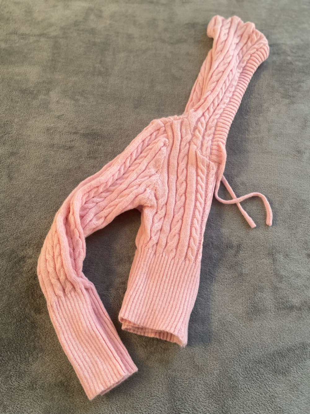 Pink Cable Knit Cropped Zip Hoodie Cardigan Small - Picture 11 of 14